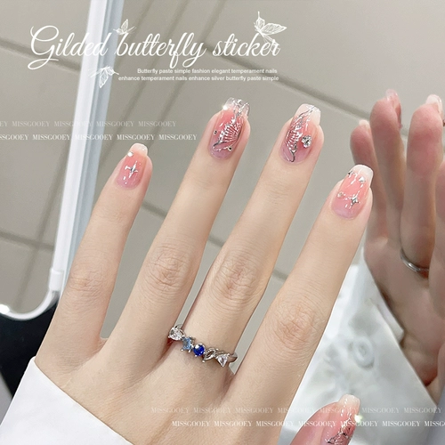 Трехмерная наклейка для маникюра, аксессуар, наклейки для ногтей для ногтей, золото и серебро