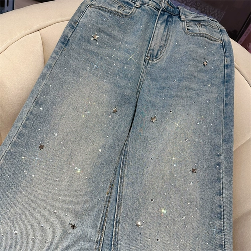 Штаны, джинсы, осенние, по фигуре, свободный прямой крой