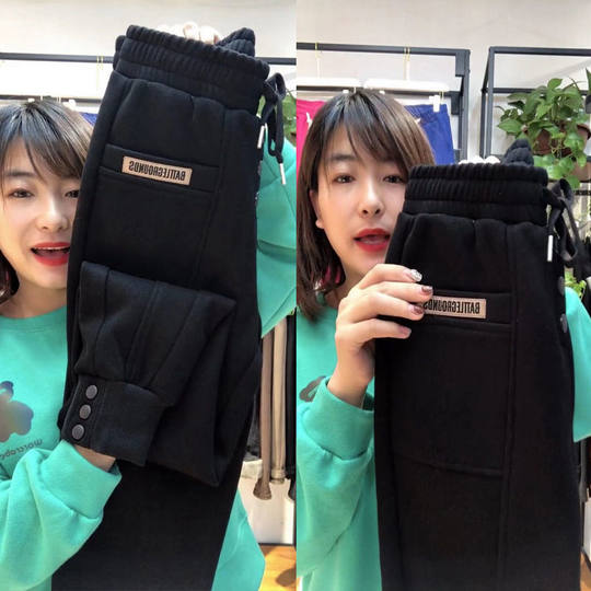 加绒款秋冬大码休闲宽松运动裤休闲哈伦裤子束脚打底卫裤新款女潮