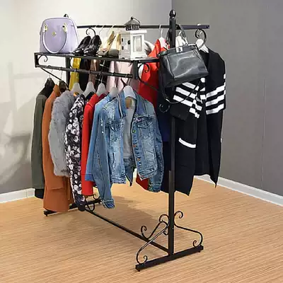 Iron Kung Fu clothing store special display rack floor-to-ceiling hanger Zhongdao double-row selling men's and women's clothes shelves