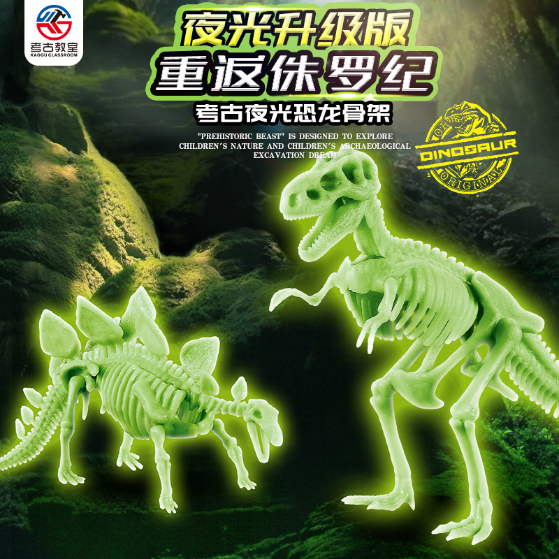 Archaeology Classroom Children's Educational Excavation Toys Dinosaur DIY Assembly Skeleton Simulation Luminous Skeleton Fossil Model