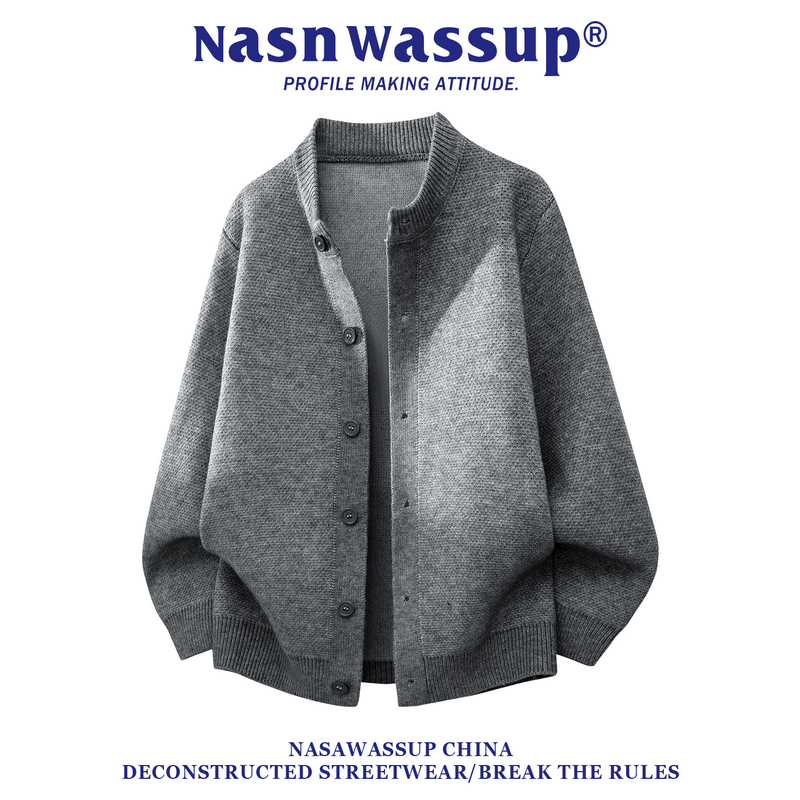 Nasa Wassup American Retro Cardigan Sweater for Men, Autumn Loose and Lazy Style, High-End Knitwear Jacket Z Nasa Wassup American Retro Cardigan Sweater for Men, Autumn Loose and Lazy Style, High-End Knitwear Jacket Z