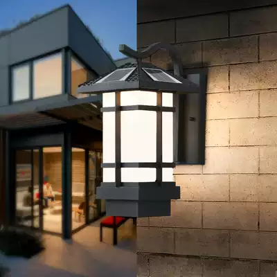 Outdoor wall lamp waterproof garden lamp home super bright exterior wall lamp double head balcony simple new Chinese solar lamp