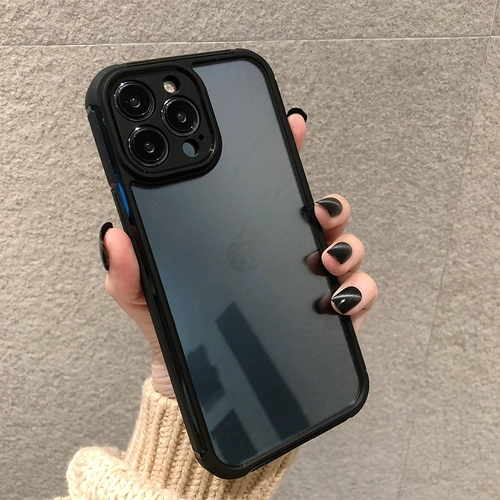 Apple, совместимый объектив, iPhone 13, черный чехол для телефона, мужской прозрачный элитный модный защитный чехол подходит для мужчин и женщин, защита при падении, закрытые носок и пятка, iphone, 13promax, премиум класс, простой и элегантный дизайн, популярно в интернете