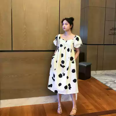 Foreign maternity dress summer skirt new fashion tide hot mom temperament medium and long version of large loose dress