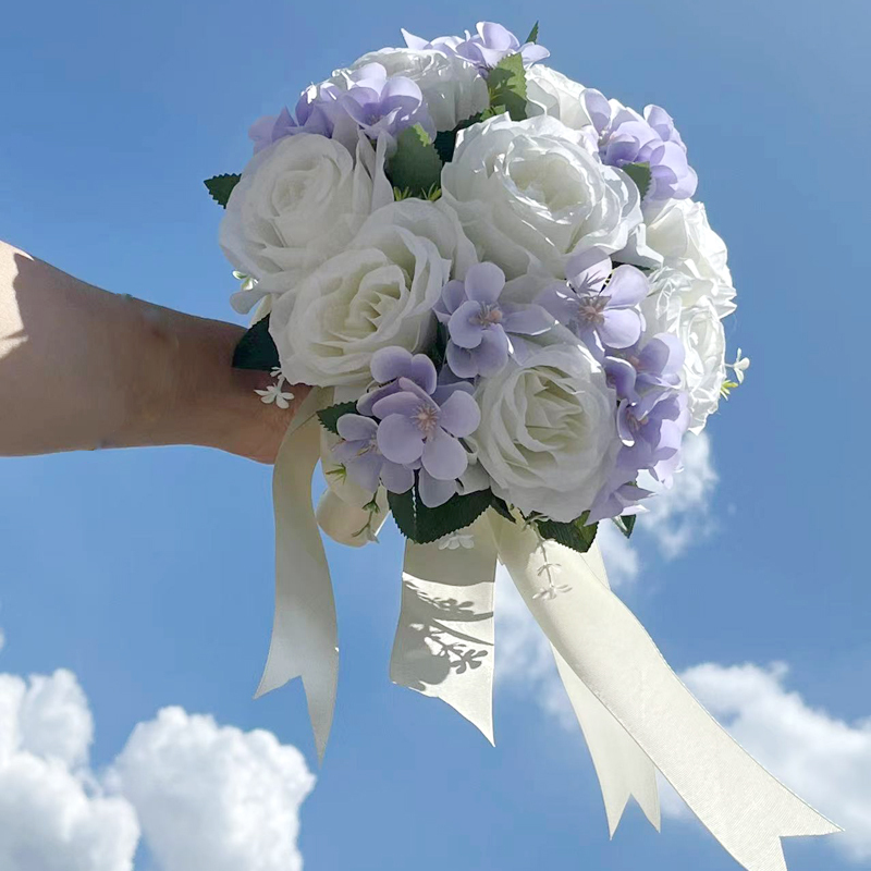Wedding Simulation Bride's Bouquet European-Style Champagne White Rose Wedding Photography New Korean-Style Wedding Bouquet Wedding Simulation Bride's Bouquet European-Style Champagne White Rose Wedding Photography New Korean-Style Wedding Bouquet