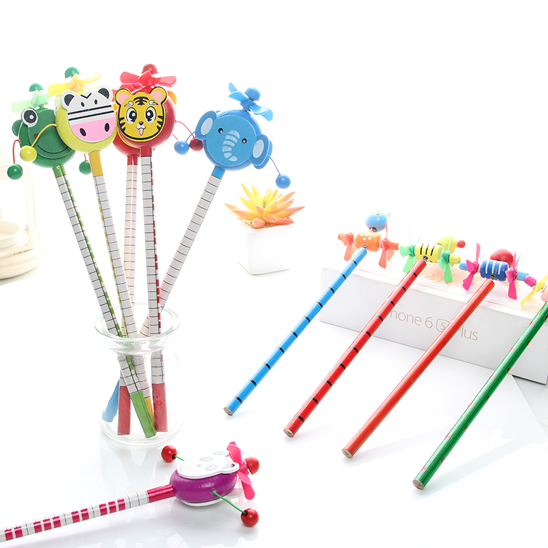 Cartoon Stationery Creative Dial Wave Drum Pencil Children Toys Cartoon HB Pencil Elementary School Prizes Gift Wholesale