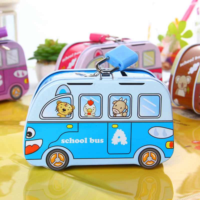 Small bus deposit cans Children's creative birthday gift Kindergarten gift cute cartoon deposit