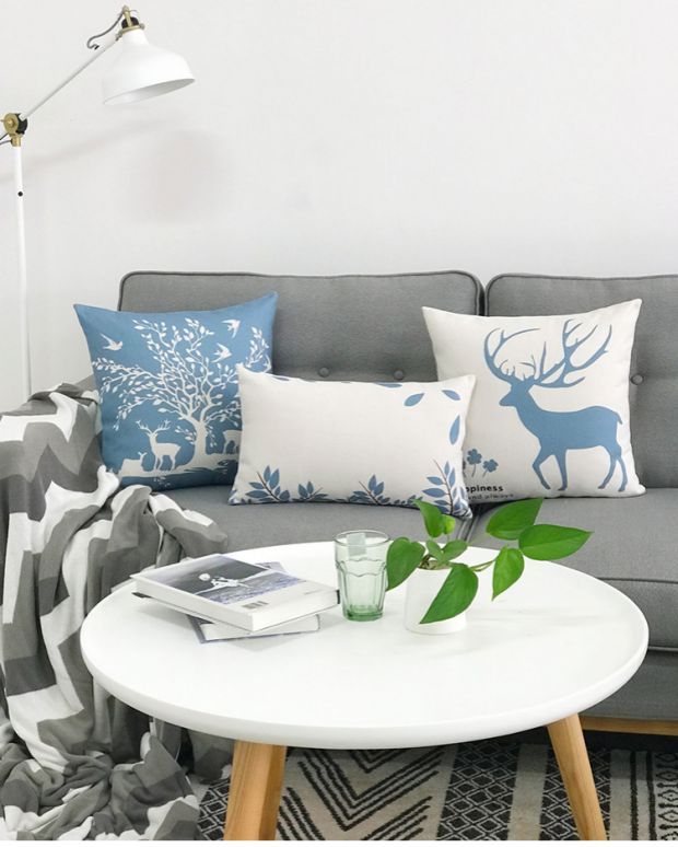 Scandinavian nai sừng tấm bông vải gối phòng nhà khách hiện đại sofa đệm tựa lưng gối với lõi gối bìa - Trở lại đệm / Bolsters chăn gối văn phòng 2 trong 1