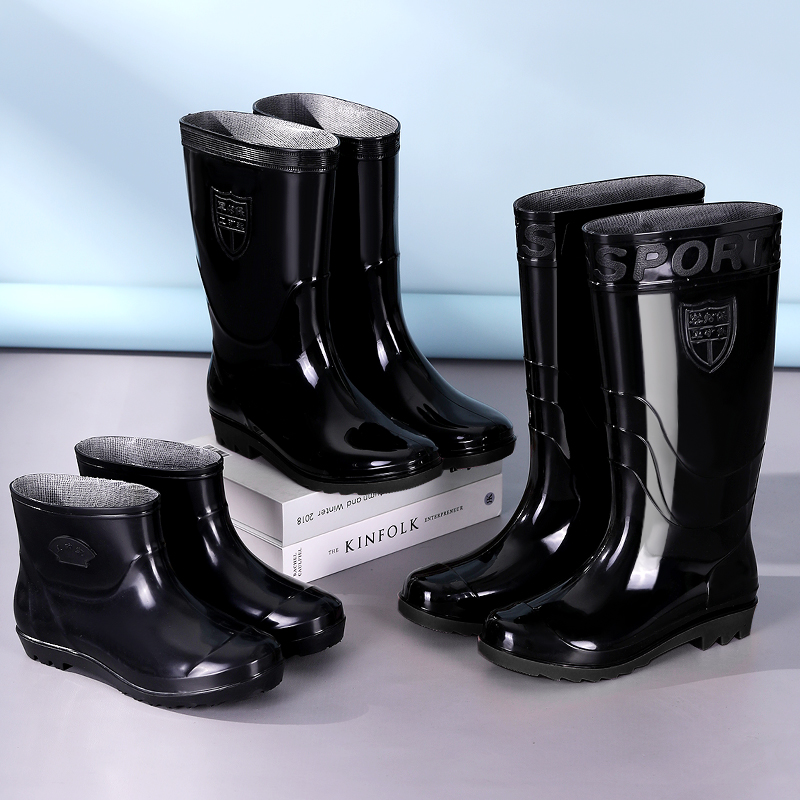 雨鞋男高筒工地厚底防滑水靴短筒耐磨钓鱼雨靴中筒劳保防水鞋女士