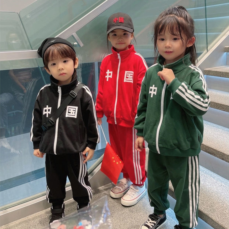 Chinese style parent-child wear autumn wear a family of three children's sweater boys and girls sportswear suit mother and daughter Western style