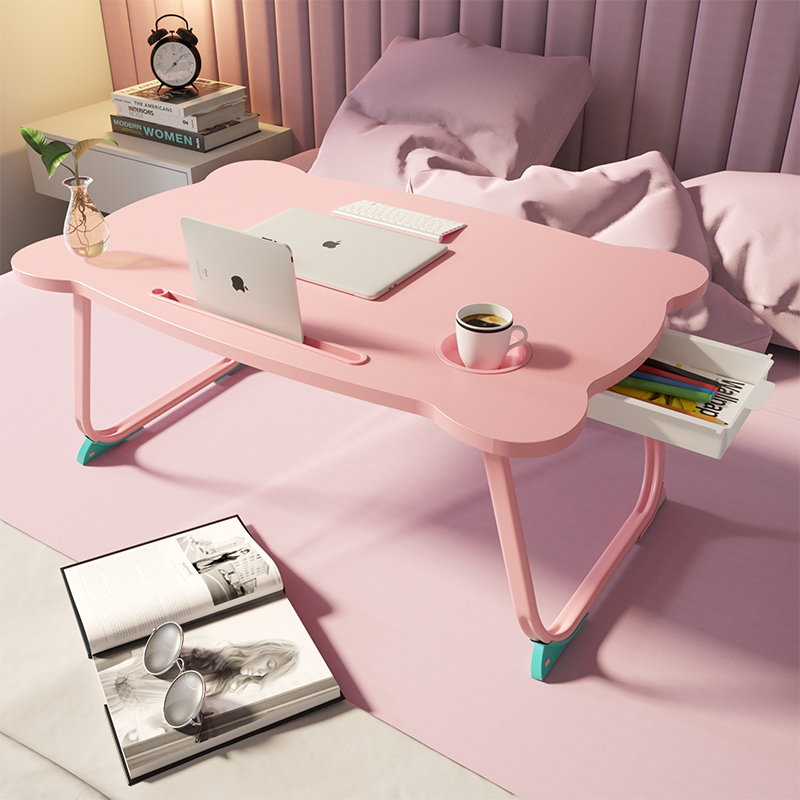 Computer desk bed small table folding lazy table college student dormitory bunk bay window girl bedroom sitting desk