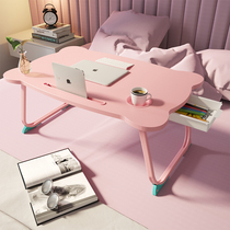 Computer desk bed small table folding lazy table College student dormitory floor floating window girl bedroom sitting desk