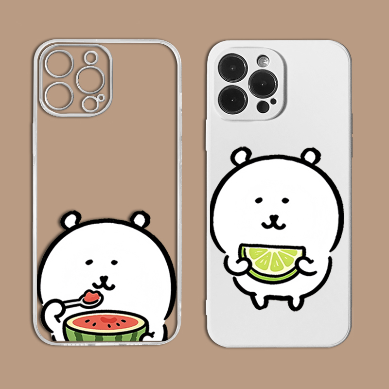 Cute Self-Deprecating Bear Refreshing Fruit Silicone Phone Case Iphone17/12Pro Apple 15/14/11/16Promax/13Promax/X/Xsmax