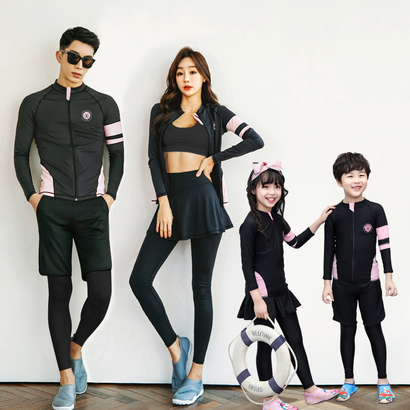 Surfing wetsuit female summer two-piece long-sleeved trousers children's swimsuit male sunscreen quick-drying parent-child couple jellyfish clothing