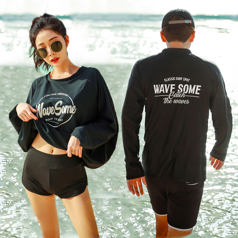 Couple surfing swimsuit Men's jellyfish wetsuit Women's sunscreen quick-drying two-piece full body swimsuit Long sleeve trousers