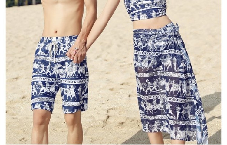 Jin Geer cặp đôi áo tắm nữ bikini ba mảnh thép tấm thu thập Pingjiao bãi biển cặp đôi kỳ nghỉ áo tắm - Vài đồ bơi 	đồ đôi gia đình đi biển