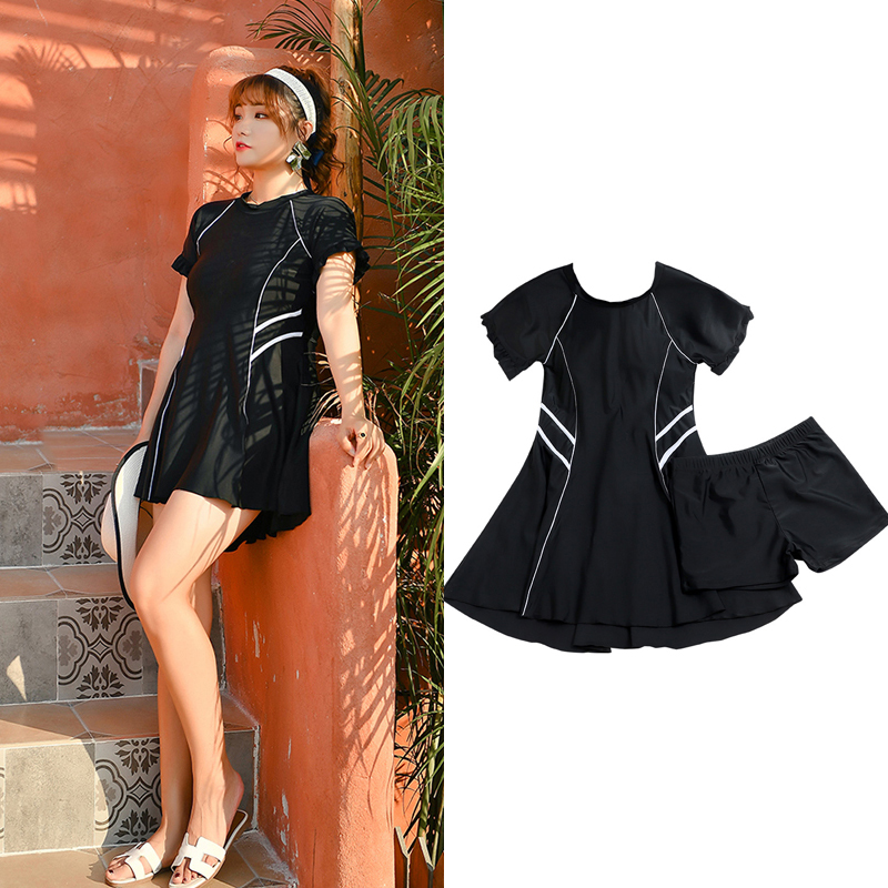 Large Size Swimsuit Woman Fat Mm Veil 200 Catty Dress Gats Fattening Two Style Conspicuic Conservative Student Swimsuit