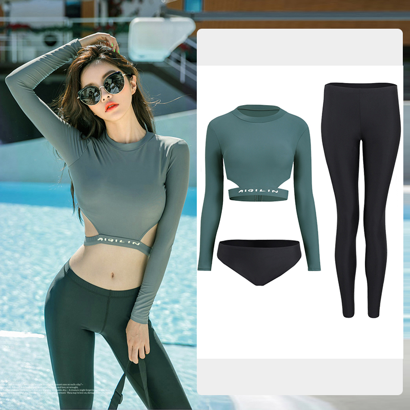Diving suit women's summer swimsuit long sleeves long pants split sunscreen quick-drying swimsuit full body set surf suit jellyfish suit