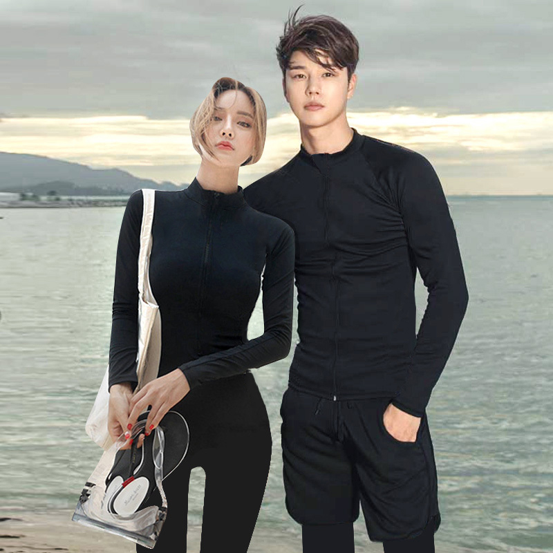 Couple conservative wetsuit Women's summer sunscreen two-piece swimsuit Men's full body long sleeve trousers Surf suit swimsuit suit