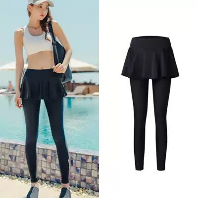 Diving pants women's trousers swimming long pants skirt high waist belly belted swimsuit individual swimming trunks summer conservative sunscreen set