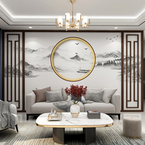  Simple new Chinese landscape mural living room TV background wallpaper wallpaper round 3d imitation aperture three-dimensional wall cloth