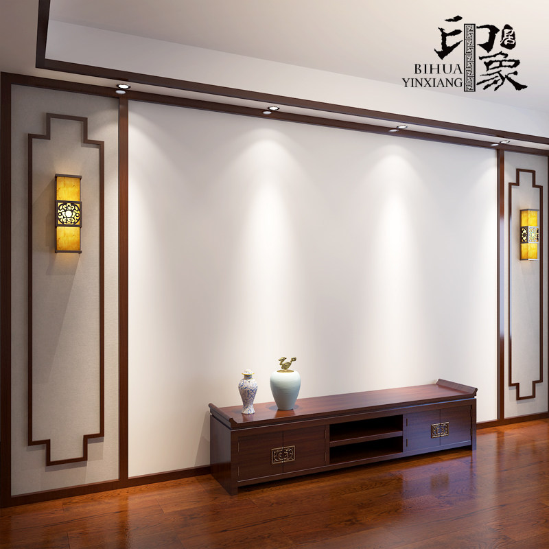 New Chinese TV background wall line solid wood ceiling decoration lattice shape living room border line custom wall panels