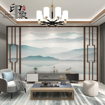  New Chinese style bedroom bedside table TV background wall paper living room sofa wall Modern minimalist landscape abstract wall cloth