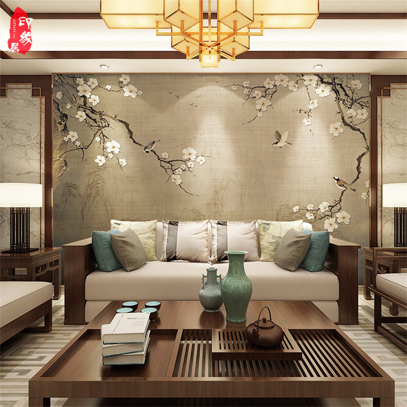 Chinese Orchid Bird Painting Wallpaper Custom Mural Living Room TV Background Wall Bedroom Video Wall Cloth Seamless Wallpaper