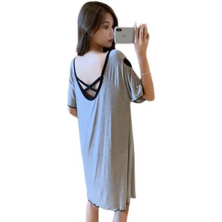 5XL modal thin women's pajamas summer ins style loose and thin sexy backless large size plus fat plus nightdress