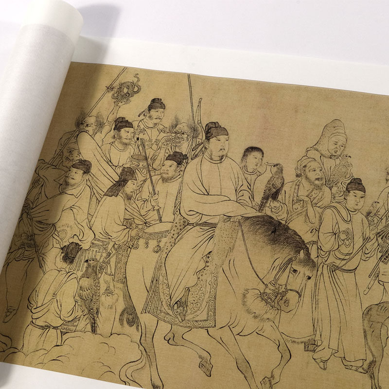 Li Gonglin Xiyue lowering Lingtu State paintings copying the original Grand HD Song Dynasty white sketch characters Long volume characters The lines Lindy
