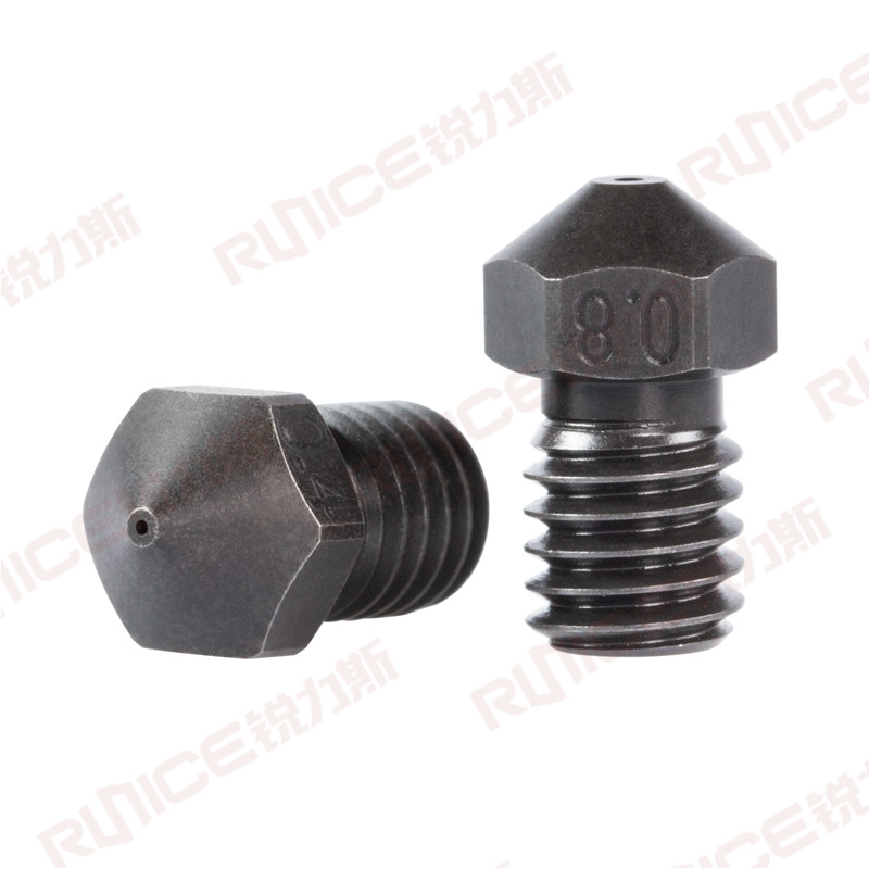 3D PRINTER NOZZLE HARDENED STEEL NOZZLE EXTRUSION HEAD V5 6M6 THREAD FOR 1 75MM CONSUMABLES