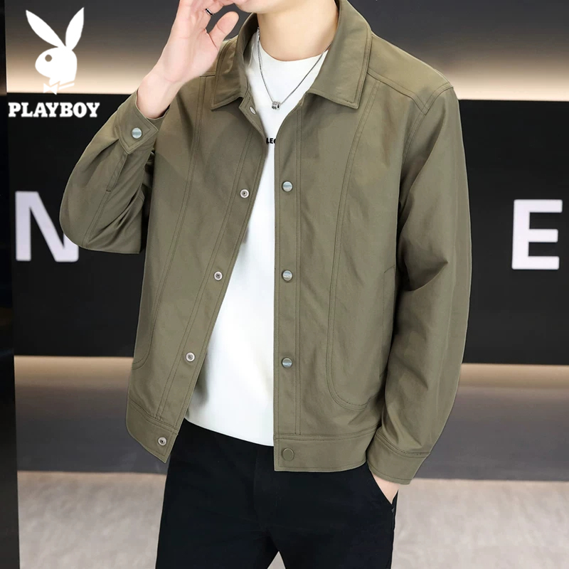 Playboy High-End Casual Lapel Jacket for Men 2026 New Spring and Autumn Workwear Simple Jacket Top for Men