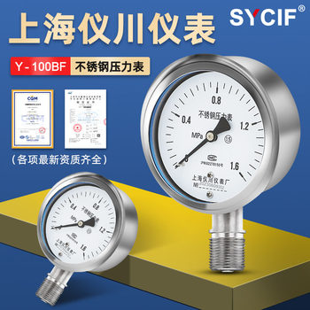 Shanghai yichuan stainless steel pressure gauge y100bf