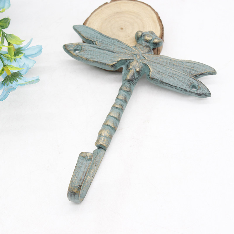 Eurostyle Cast Iron Dragonfly Single Hook Home Retro Wall Hook Wall Decoration Hyun Guan Cloak Hood Key Hook Creatively Decorated Living Room