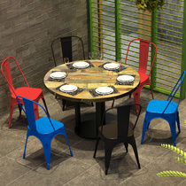 Hotel dining table hotel big round table restaurant Hunan cuisine restaurant food stall turntable restaurant beef hot pot restaurant table and chair combination