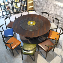 Catering restaurant dining table dining table round table table industrial wind restaurant hotel furniture wrought iron retro dining chair dining table combination