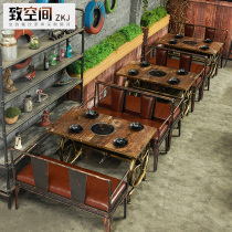 Hot pot table customization Induction cooker table custom-made skewers grilled fish shop Chongqing hot pot restaurant table round table hotel table