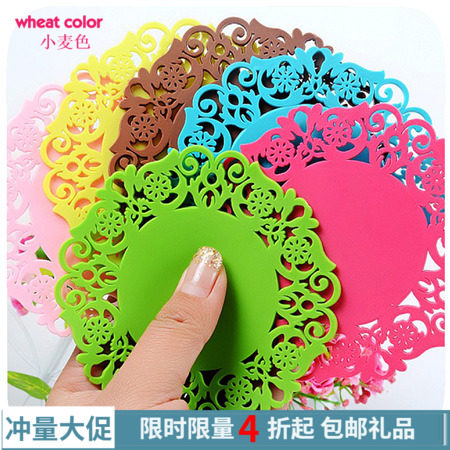 (6 pieces) creative hollow PVC tea coaster anti-slip mat insulated coffee pad simple round insulated coaster