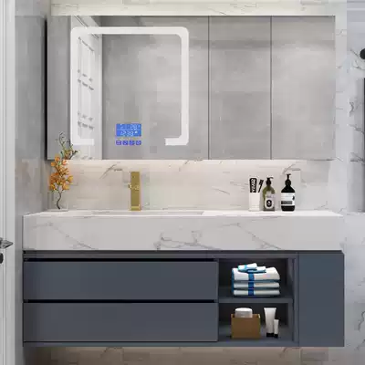 Washbasin cabinet combination modern light luxury simple small apartment toilet bathroom cabinet marble sink