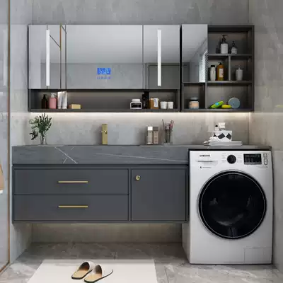Washing machine companion all-in-one cabinet Balcony rock board bathroom cabinet Modern light luxury simple sink washbasin cabinet combination