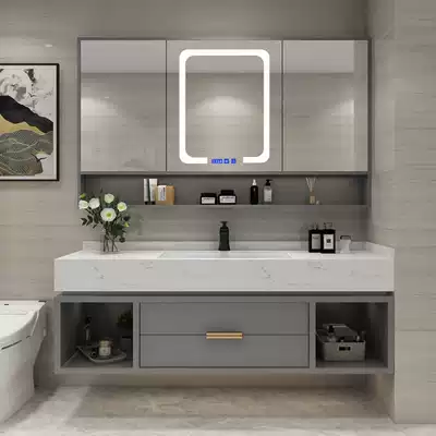 Double trough washbasin bathroom cabinet modern light luxury simple dressing room wash table washbasin cabinet combination marble wash basin