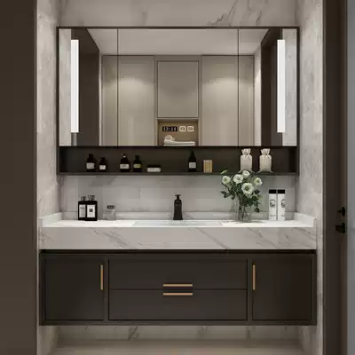 Washbasin cabinet combination dressing room washbasin bathroom cabinet double trough washbasin modern light luxury simple marble sink basin