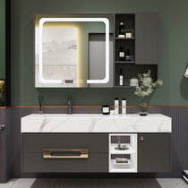 Washbasin cabinet toilet wash Table Rock board bathroom cabinet combination modern light luxury simple marble sink basin