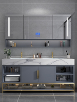 Bathroom cabinet modern light luxury simple washbasin cabinet combination toilet wash table floor standing marble sink
