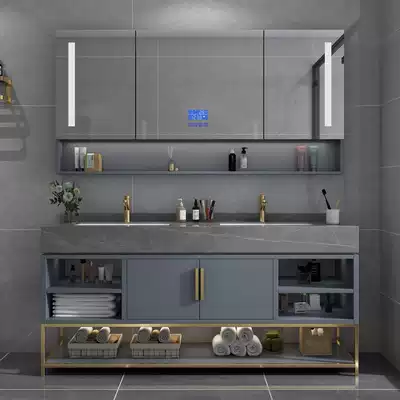 Rock board bathroom cabinet integrated basin modern light luxury hand wash wash basin cabinet combination floor standing dressing room wash table