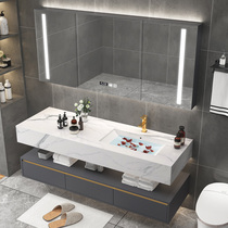 Washbasin cabinet toilet wash table double basin bathroom cabinet combination modern light luxury simple marble wash basin