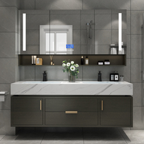 Modern simple hand wash basin cabinet marble toilet wash Table Rock board bathroom cabinet one basin combination