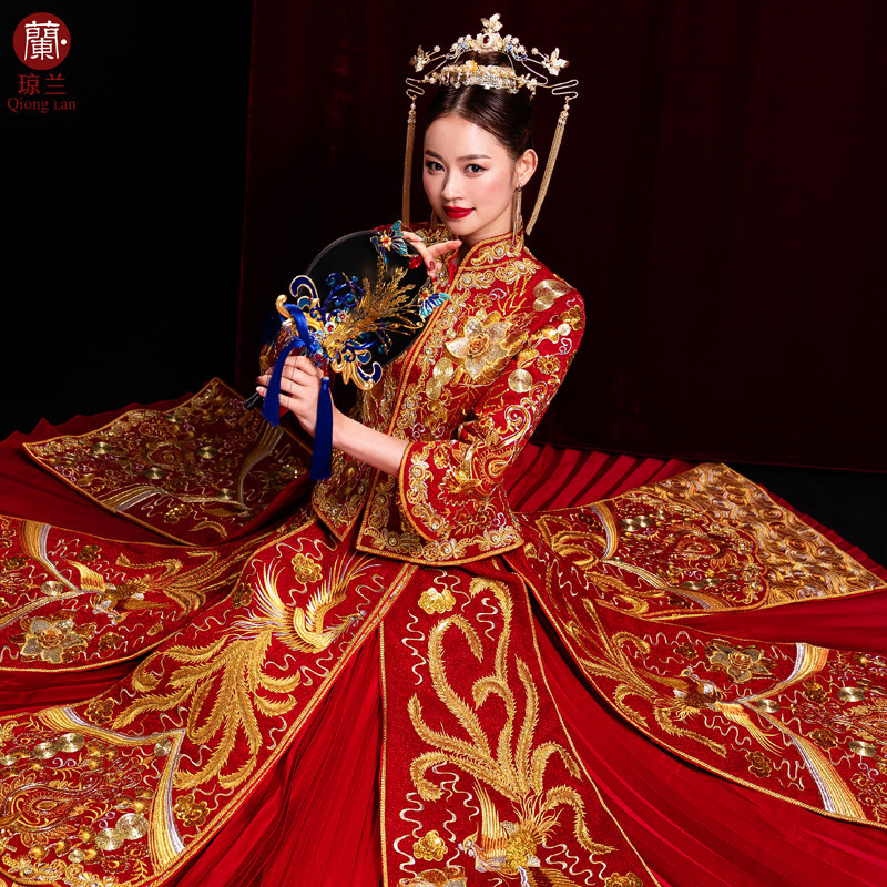 Show Wo Costume Bride 2022 new Wo Show Costume Bride Out of the Ancient Wedding Suit Cocky Crown of the Pineong Hung Bride