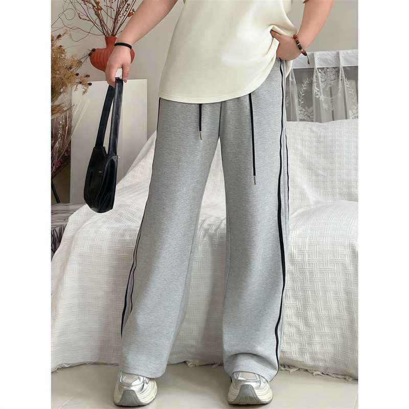 Floral Print Plus-Size Women's Straight-Leg Casual Pants, Fat-Friendly Sweatpants, 2025 New Wide-Leg Pants, Slimming, Spring/Summer 4029C